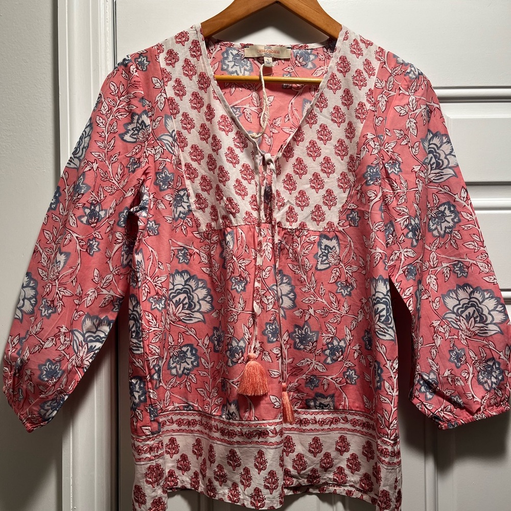 Casa Cabana Floral Pink and White Blouse